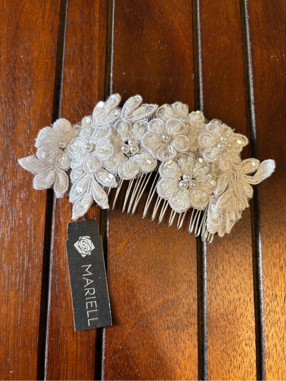 Mariell Ivory Floral Pearl Bridal Hair Comb